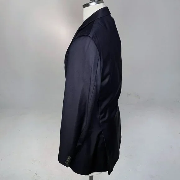 Luigi Bianchi Mantova All Virgin Wool Navy Blue Blazer - Picture 6 of 13